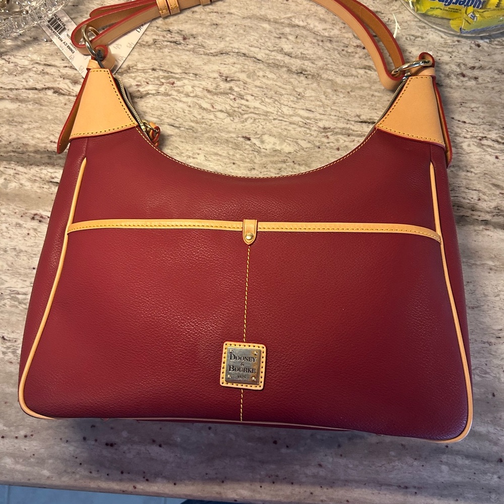 Dooney & Bourke 1975 Rebecca Red & Natural Leather Hobo Bag NWT